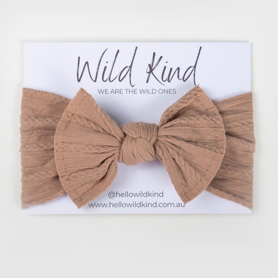 Baby [0-23M] Wild Kind Hair Accessories | Wild Kind Ayla Wide Bow Headband - Butterscotch