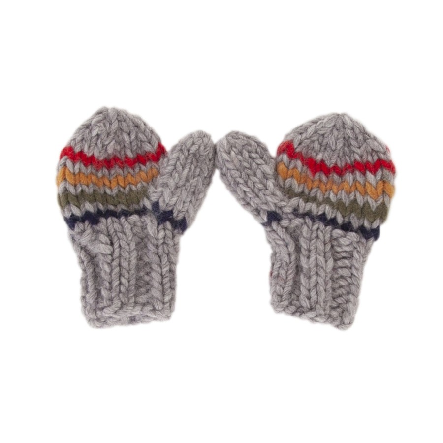 Baby [0-23M] Acorn Booties + Mittens | Acorn Rainbow Stripe Mittens - Grey