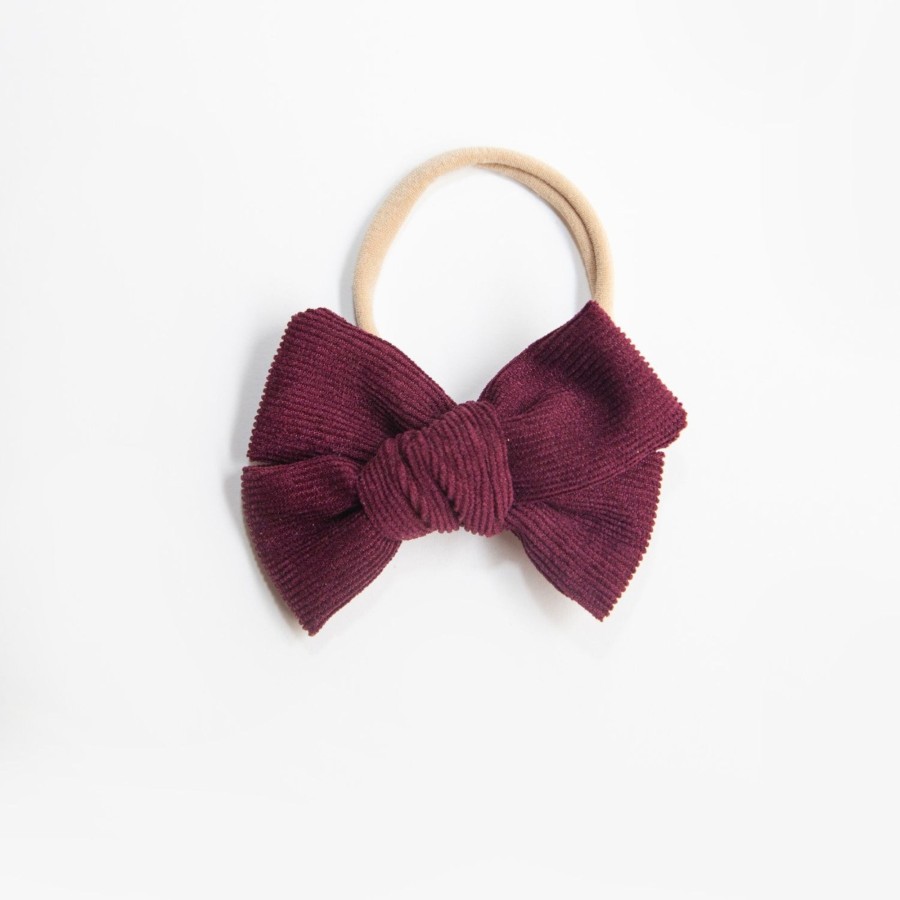 Baby [0-23M] Wild Kind Hair Accessories | Wild Kind Florence Cord Bow Headband - Burgundy