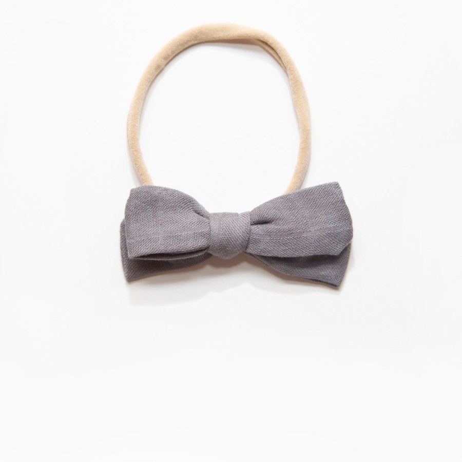 Baby [0-23M] Wild Kind Hair Accessories | Wild Kind Dorothy Linen Bow Headband - Slate