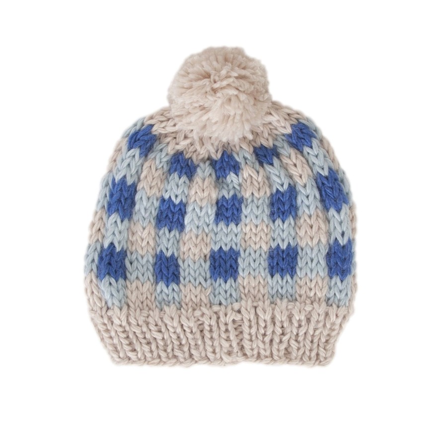 Baby [0-23M] Acorn Beanies | Acorn Checks Beanie - Blue