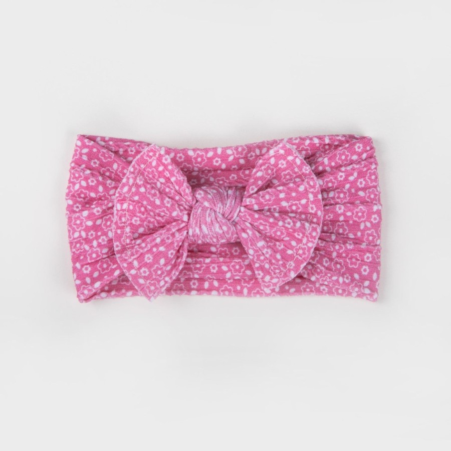 Baby [0-23M] Wild Kind Hair Accessories | Wild Kind Ayla Wide Bow Headband - Pink Floral