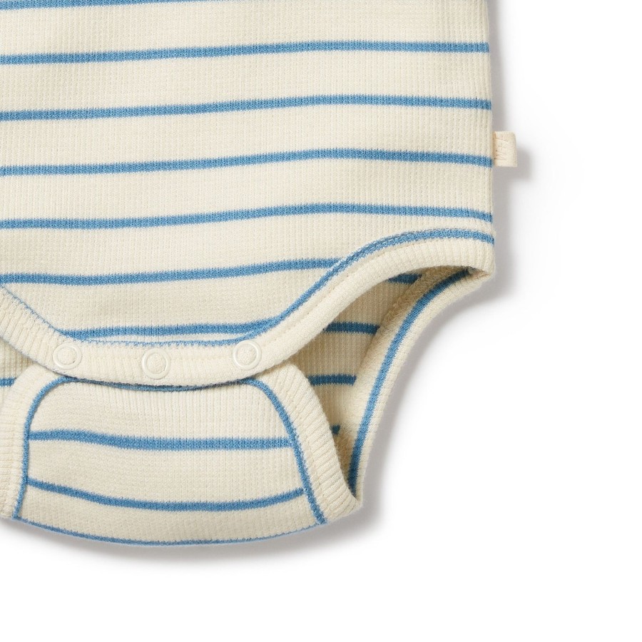 Baby [0-23M] Wilson & Frenchy All In One | Wilson And Frenchy Organic Henley Bodysuit Petit Blue