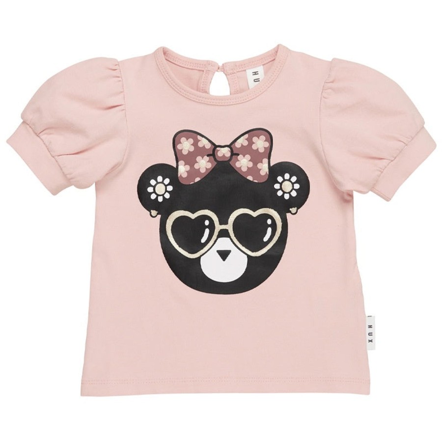 Baby [0-23M] Huxbaby Tops | Huxbaby Flower Hux Bear Puff T-Shirt Rosebud