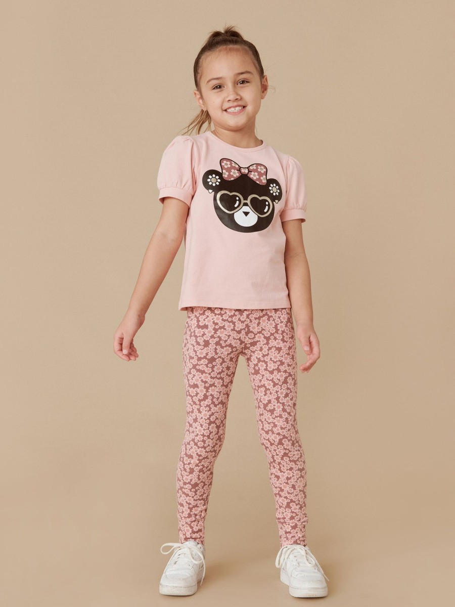 Baby [0-23M] Huxbaby Tops | Huxbaby Flower Hux Bear Puff T-Shirt Rosebud