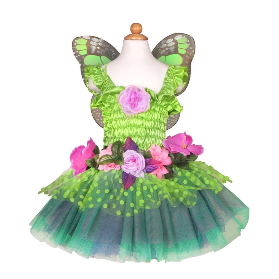 Play + Learn Great Pretenders Role Play | Green Fairy Blooms Deluxe Dress With Wings - Size 3-4