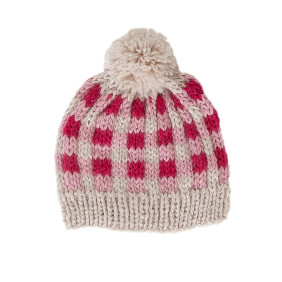 Child [2-14] Acorn Beanies | Acorn Checks Beanie - Pink