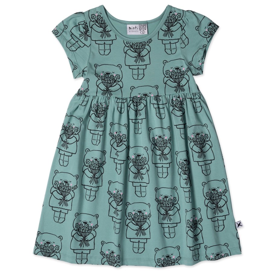 Child [2-14] Minti Dresses | Minti Bouquet Bear Dress - Emerald