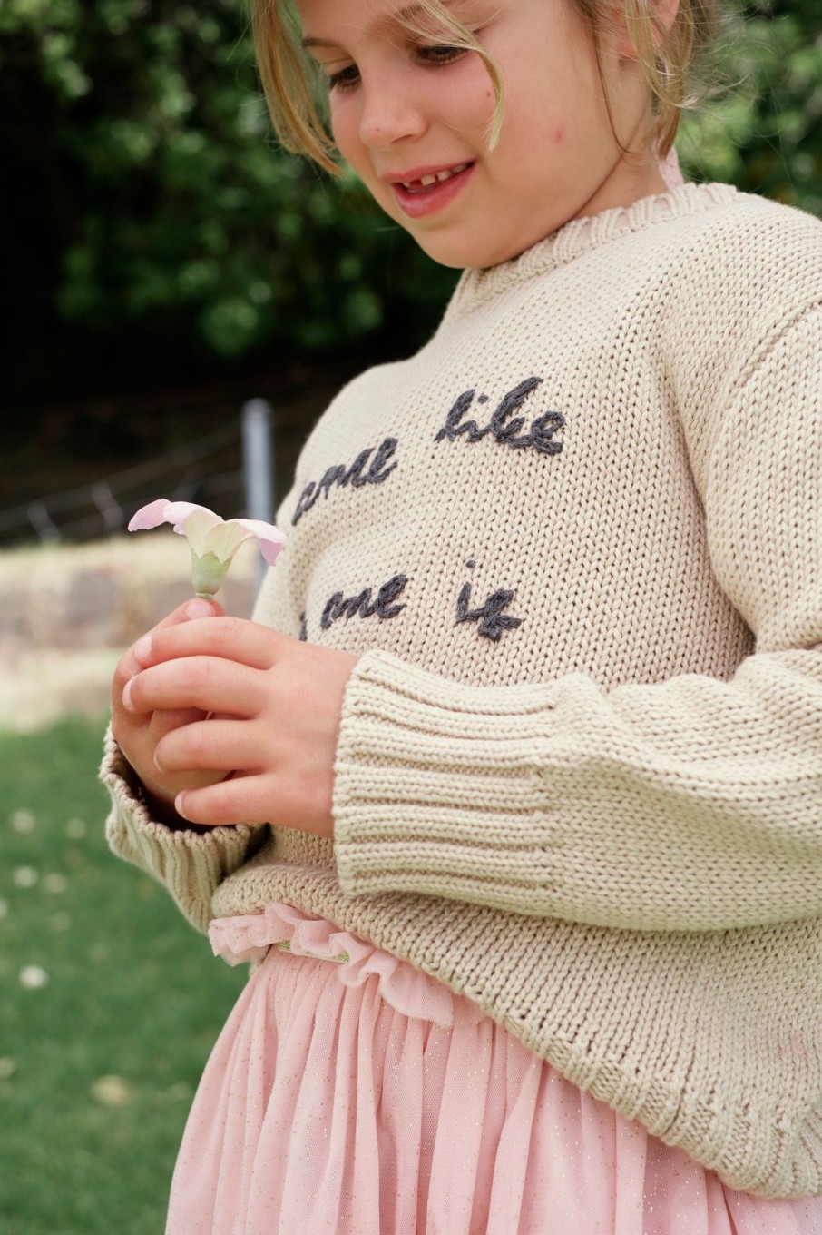 Child [2-14] Alex & Ant Knitwear | Alex & Ant Dance Like No One Is Watching Knit Sweater - Oatmeal