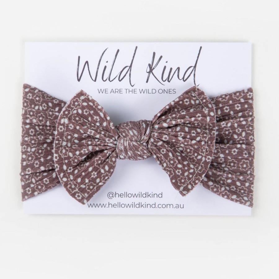 Baby [0-23M] Wild Kind Hair Accessories | Wild Kind Ayla Wide Bow Headband - Mauve Floral