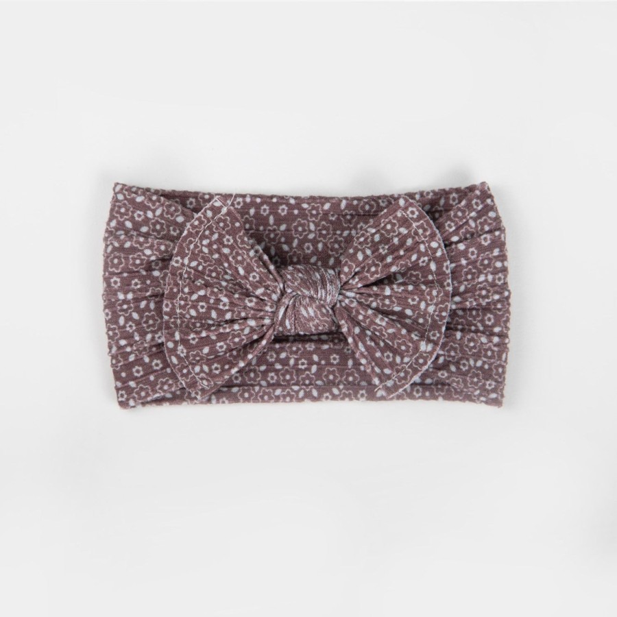 Baby [0-23M] Wild Kind Hair Accessories | Wild Kind Ayla Wide Bow Headband - Mauve Floral