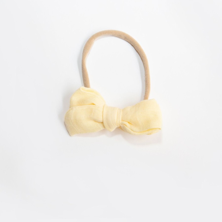 Baby [0-23M] Wild Kind Hair Accessories | Wild Kind Dorothy Linen Bow Headband - Lemon