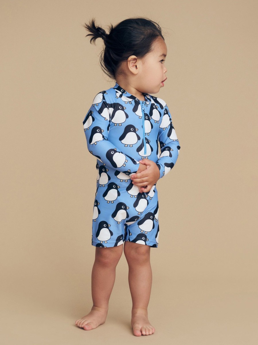 Child [2-14] Huxbaby Swim | Huxbaby Percy Zip Shortie Rashsuit - Lake