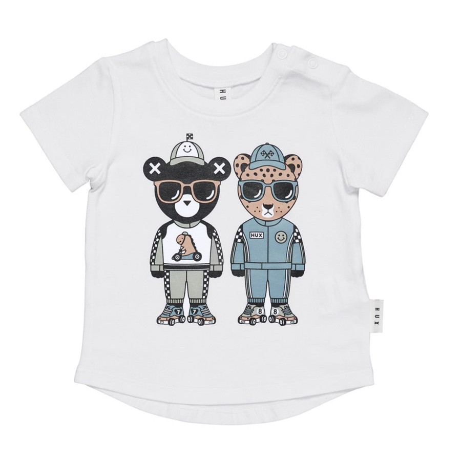 Baby [0-23M] Huxbaby Tops | Huxbaby Racer Pals T-Shirt - White