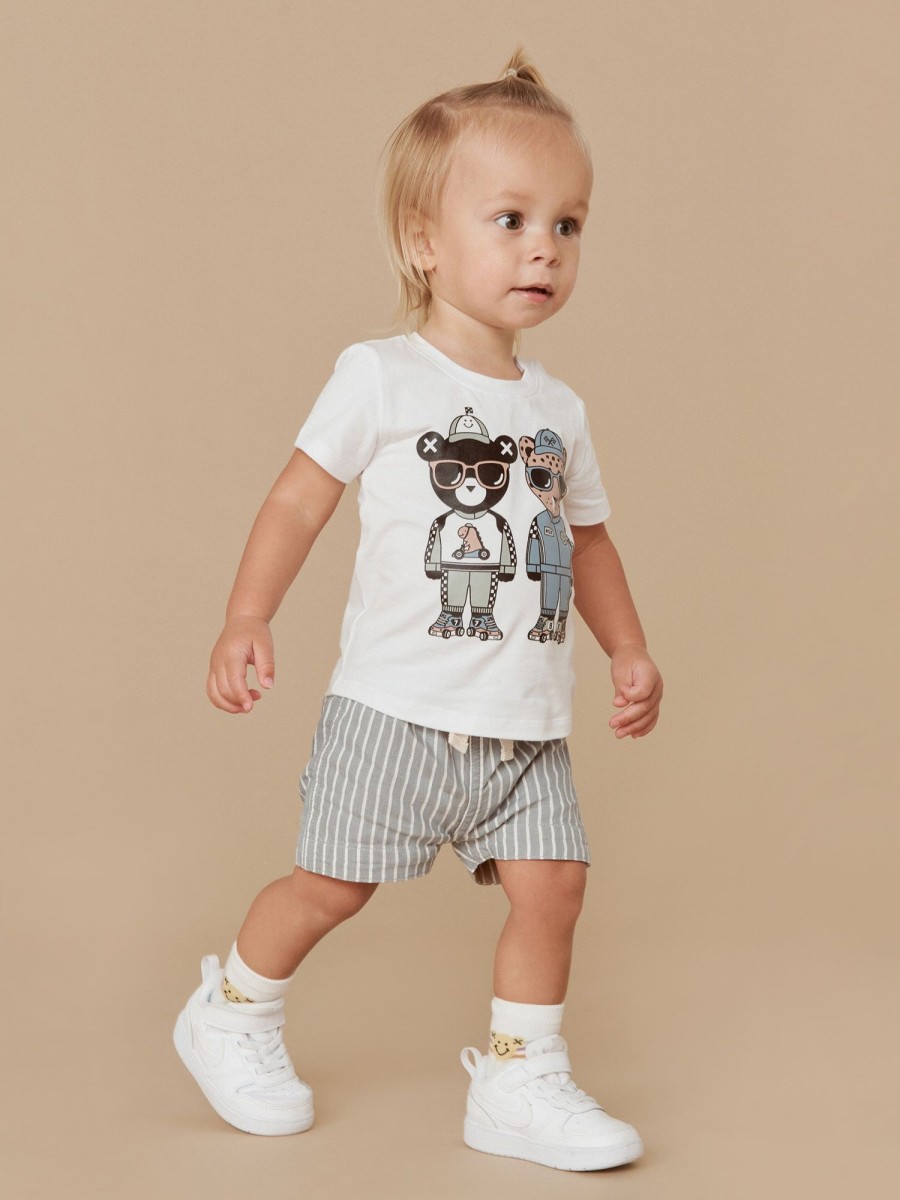 Baby [0-23M] Huxbaby Tops | Huxbaby Racer Pals T-Shirt - White