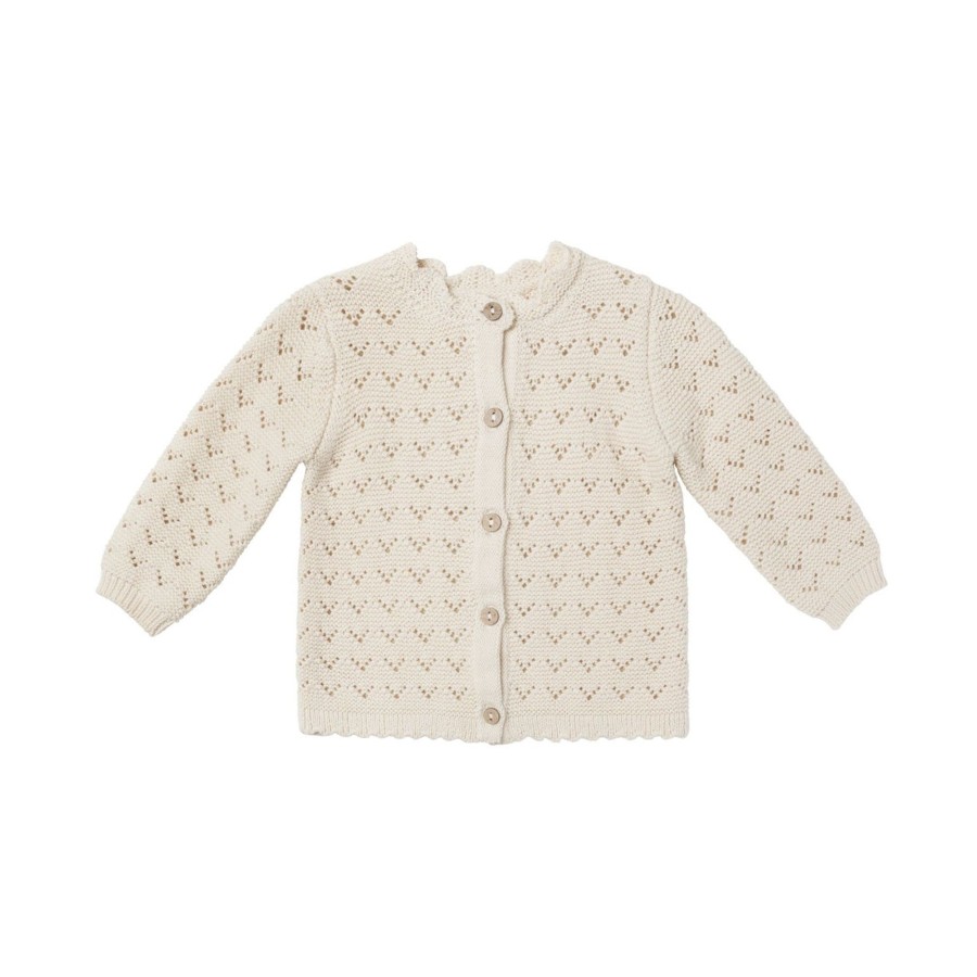 Baby [0-23M] Quincy Mae Knitwear | Quincy Mae Scalloped Cardigan - Natural