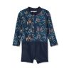 Child [2-14] Milky Swim | Milky Tiger Palm Long Sleeve Swimsuit - Hunter Green