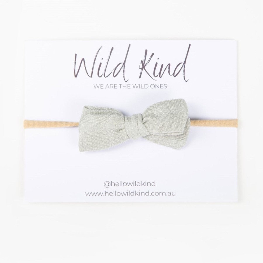 Baby [0-23M] Wild Kind Hair Accessories | Wild Kind Dorothy Linen Bow Headband - Cloud