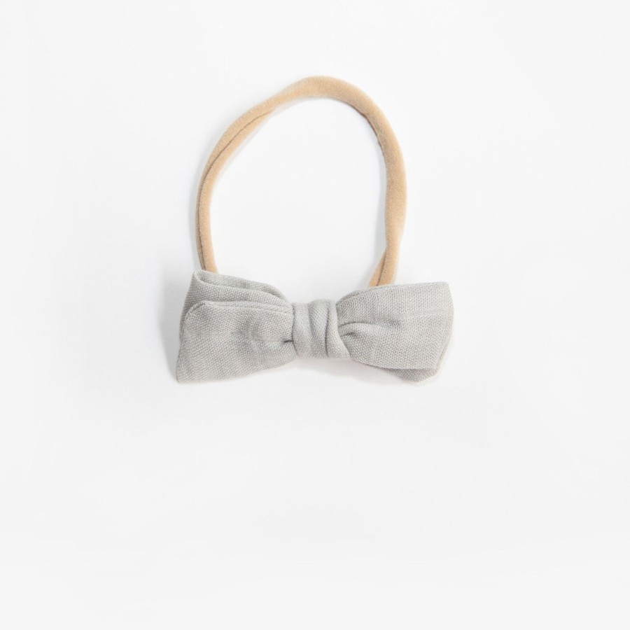 Baby [0-23M] Wild Kind Hair Accessories | Wild Kind Dorothy Linen Bow Headband - Cloud