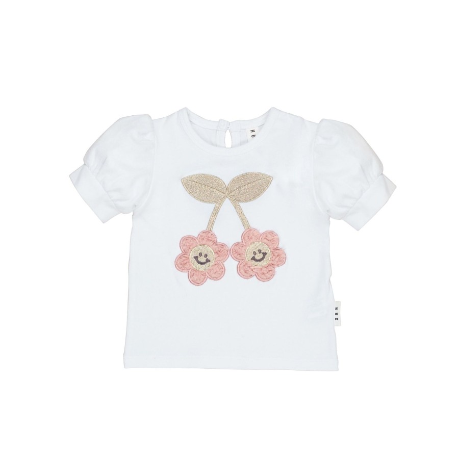 Baby [0-23M] Huxbaby Tops | Huxbaby Smile Flower Puff T-Shirt - White