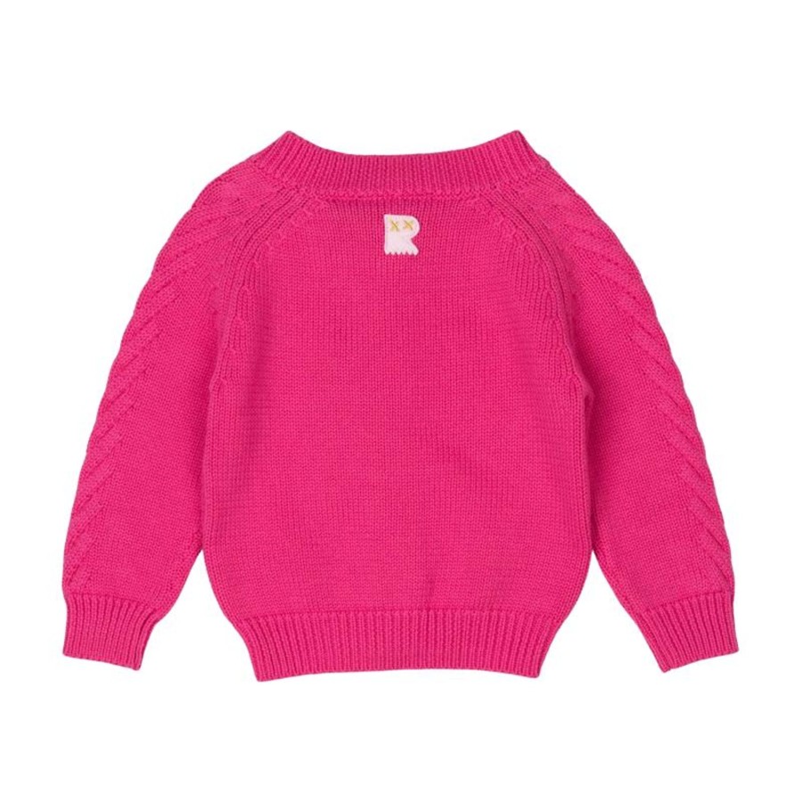 Baby [0-23M] Rock Your Baby Outerwear | Rock Your Baby Hot Pink Baby Knit Cardigan