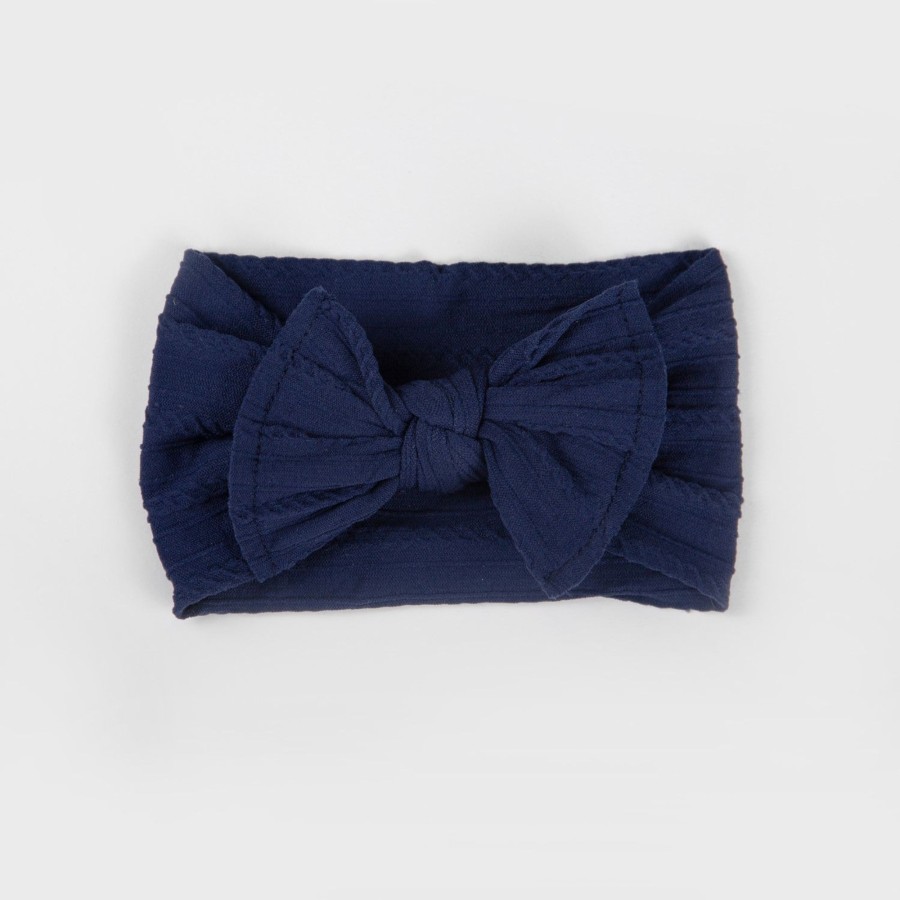 Child [2-14] Wild Kind Hair Accessories | Wild Kind Ayla Wide Bow Headband - Navy