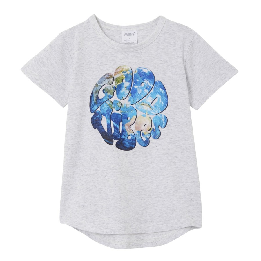 Child [2-14] Milky Tops | Milky Good Vibes Tee - Silver Marle