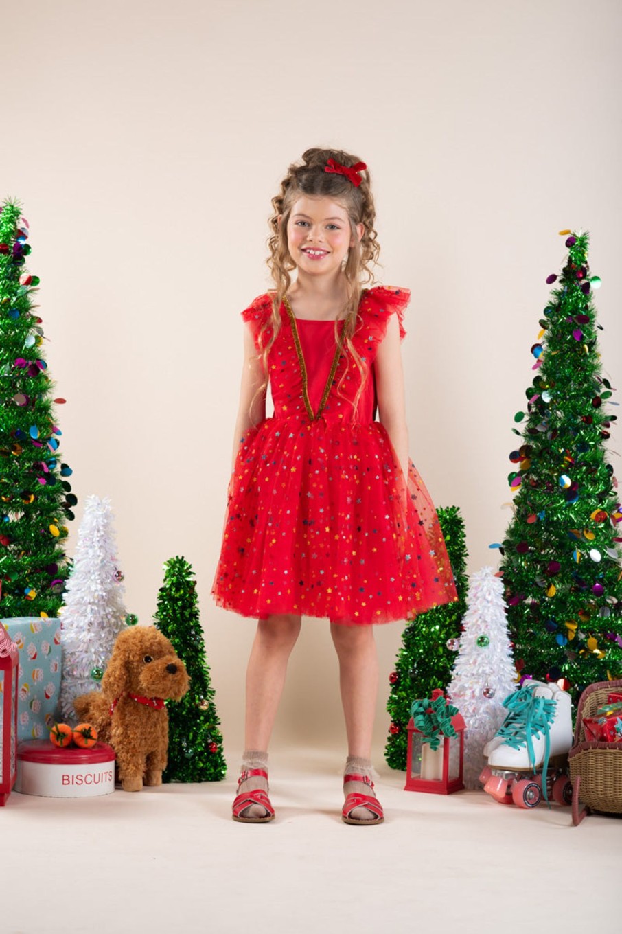 Child [2-14] Rock Your Baby Dresses | Rock Your Baby Christmas Angel Dress - Red