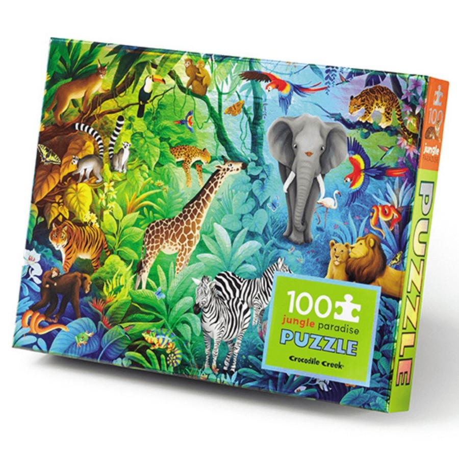 Play + Learn Crocodile Creek Puzzles | Holographic Puzzle 100 Piece - Jungle Paradise