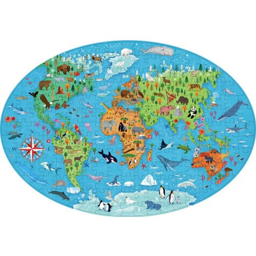 Play + Learn Sassi Puzzles | Travel Learn And Explore - Endangered Species Of The Planet 205 Piece Puzzle & Book