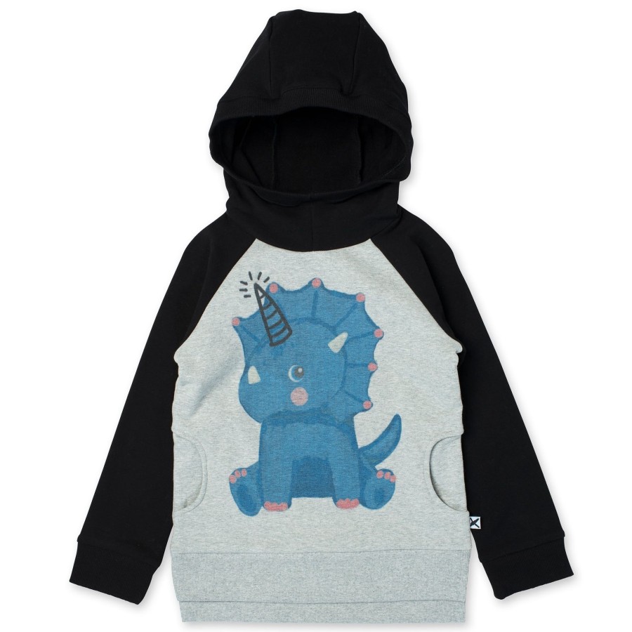 Baby [0-23M] Minti Jumpers | Minti Magical Dino Furry Hood - Grey Marle/Black