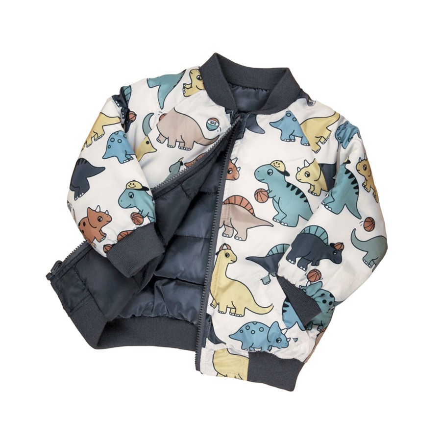 Child [2-14] Huxbaby Outerwear | Huxbaby Reversible Bomber - B-Ball Dino Print