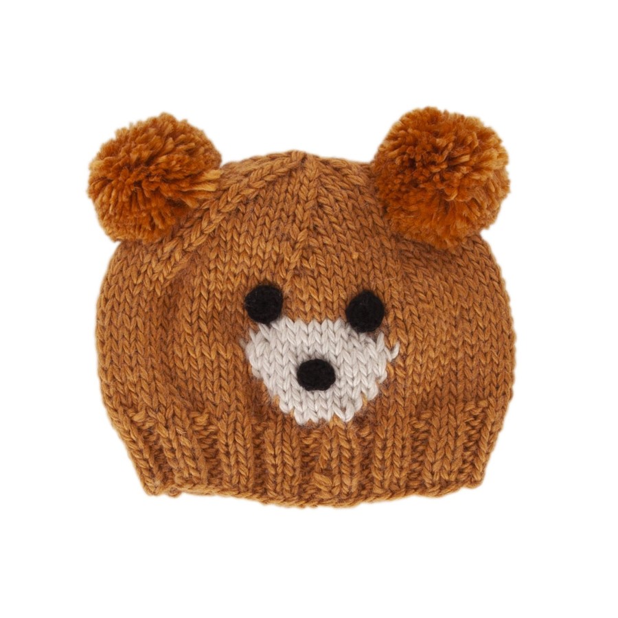 Baby [0-23M] Acorn Beanies | Acorn Bear Face Beanie - Caramel