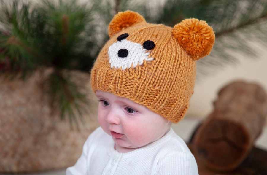 Baby [0-23M] Acorn Beanies | Acorn Bear Face Beanie - Caramel