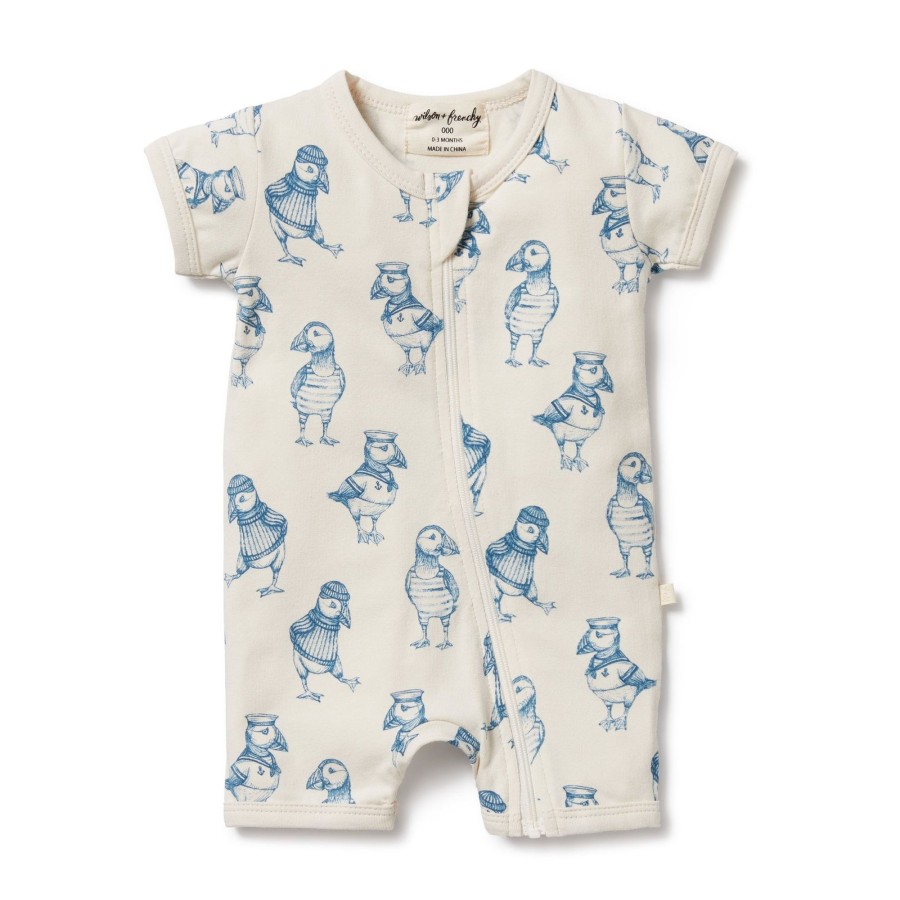 Baby [0-23M] Wilson & Frenchy All In One | Wilson And Frenchy Organic Boyleg Zipsuit Petit Puffin