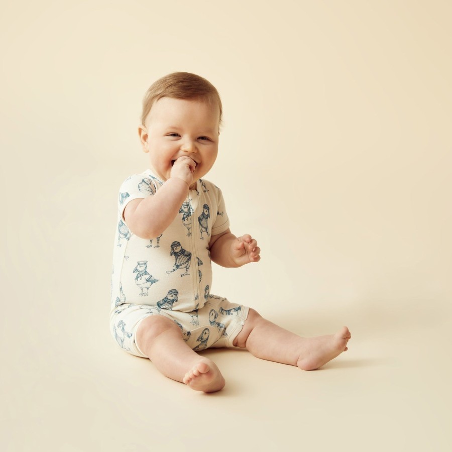 Baby [0-23M] Wilson & Frenchy All In One | Wilson And Frenchy Organic Boyleg Zipsuit Petit Puffin