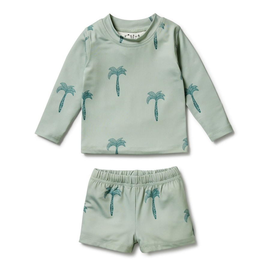 Child [2-14] Wilson & Frenchy Swim | Wilson And Frenchy Rashie Swim Set Palm Tree