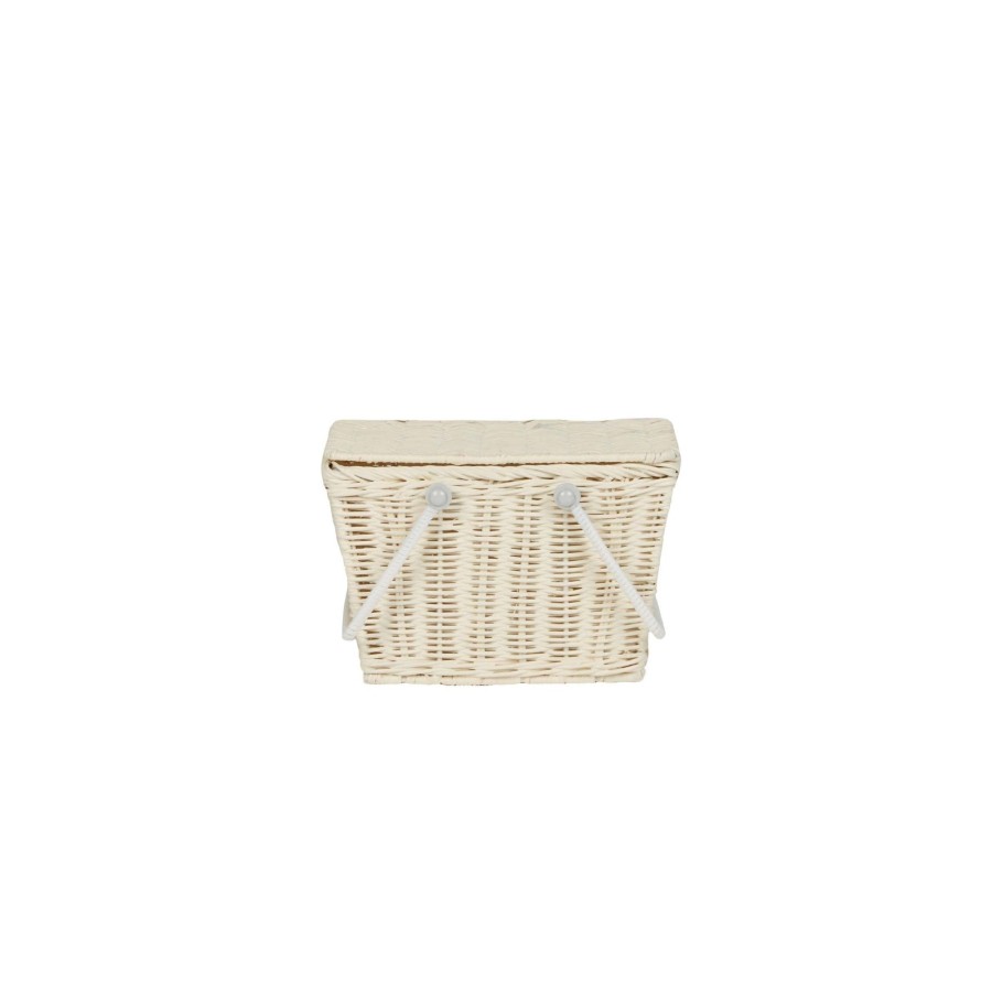 Play + Learn Olli Ella Dolls + Accessories | Olli Ella Rattan Piki Basket - Chalk