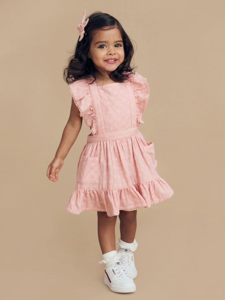 Baby [0-23M] Huxbaby Dresses | Huxbaby Daisy Reversible Bib Dress - Dusty Rose + Sunkiss