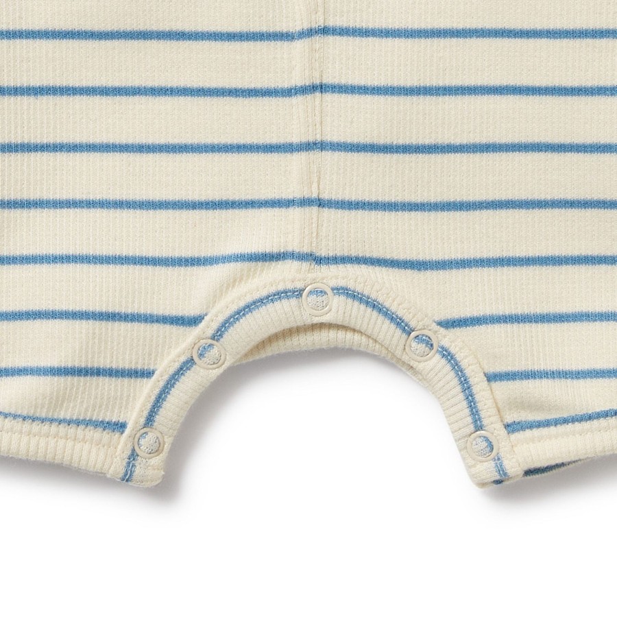 Baby [0-23M] Wilson & Frenchy All In One | Wilson And Frenchy Organic Henley Growsuit Petit Blue