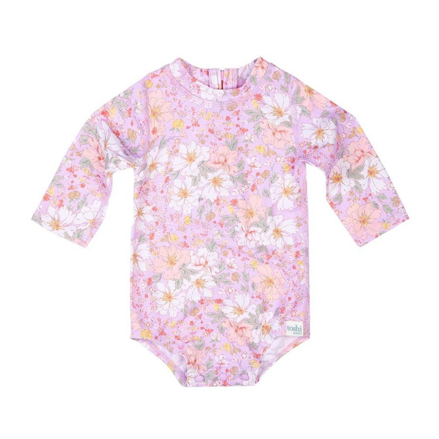 Baby [0-23M] Toshi Swim | Toshi Swim Baby Onesie Long Sleeve - Dahlia