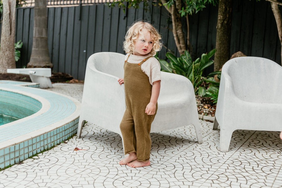 Child [2-14] Grown Knitwear | Grown Linen Overalls - Mocha