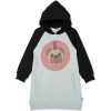 Child [2-14] Minti Jumpers | Minti Donut Pug Furry Hoodie Dress - Grey Marle/Black