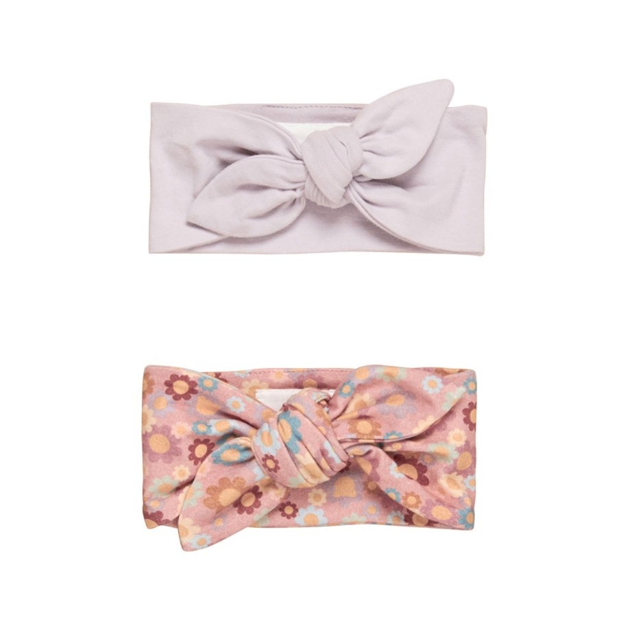 Child [2-14] Huxbaby Hair Accessories | Huxbaby Rainbow Flower Bear 2 Pack Headband - Dusty Rose / Lavender