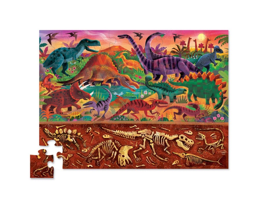 Play + Learn Crocodile Creek Puzzles | Above & Below Puzzle 48 Piece - Dinosaur World