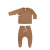 Baby [0-23M] Quincy Mae Bottoms | Quincy Mae Wrap Top + Footed Pant Set - Cinnamon