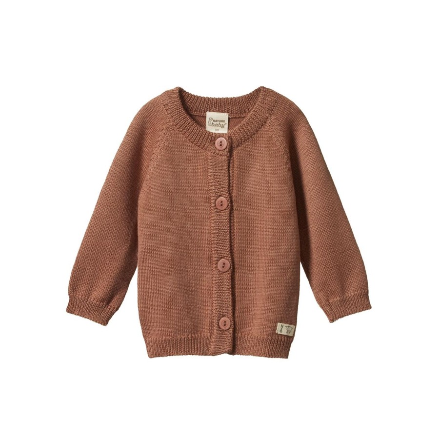 Baby [0-23M] Nature Baby Outerwear | Nature Baby Merino Knit Cardigan - Hazelnut