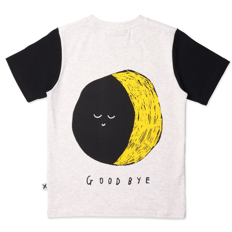 Child [2-14] Minti Tops | Minti Hello Sun Goodbye Moon Tee - White Marle/Black