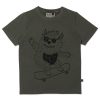 Child [2-14] Minti Tops | Minti Monster Skater Tee - Olive Wash