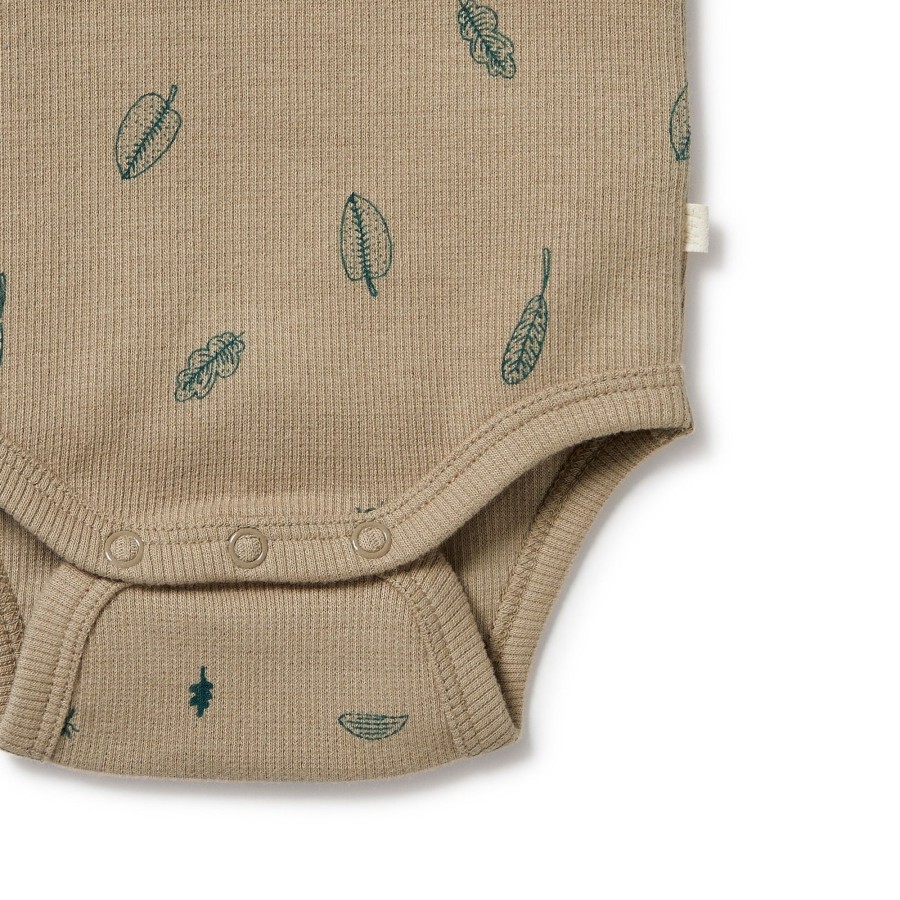 Baby [0-23M] Wilson & Frenchy All In One | Wilson And Frenchy Organic Henley Bodysuit Jungle Leaf